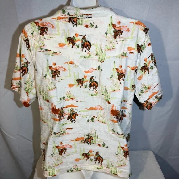 Wrangler Western Desert Cowboy Print Button Up Shirt Size M - Picture 4 of 8